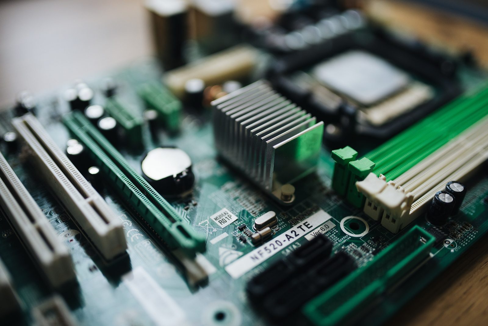 Close-up of an assembled circuit board